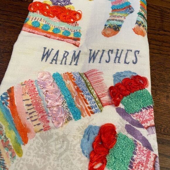 New Anthropologie Warm Wishes Dish Towel - Picture 3 of 4